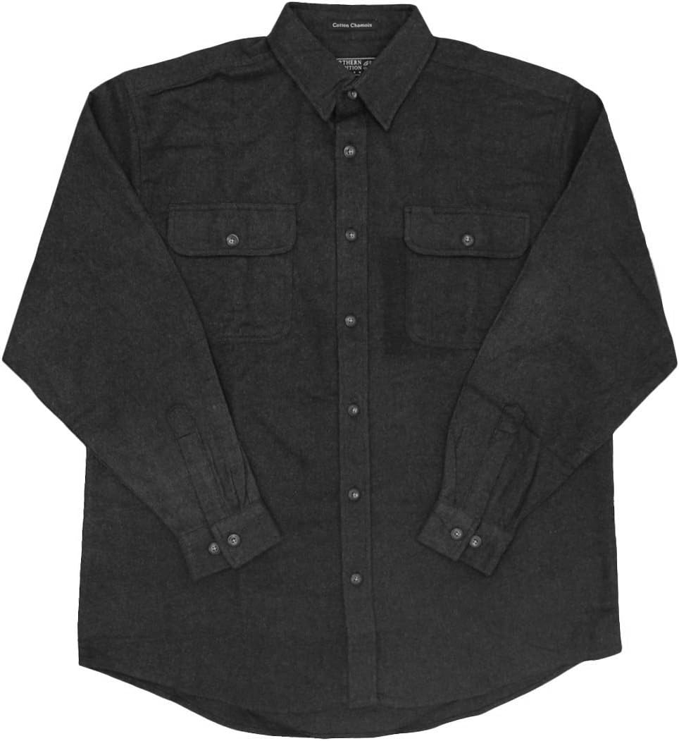 Northern Expedition Men's Heathered Chamois Button Down Shirt (Extra Large, Charcoal)
