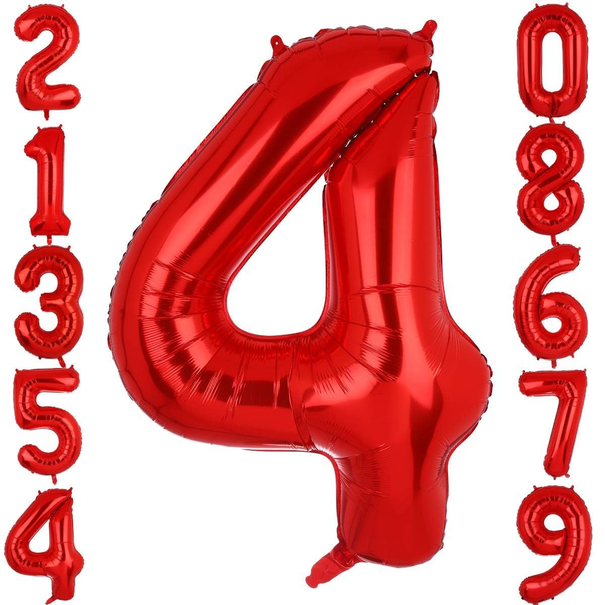 40 Inch Large Foil Number 4 Balloons Red Big Mylar Helium Balloon Birthdays Party Decorations Supplies