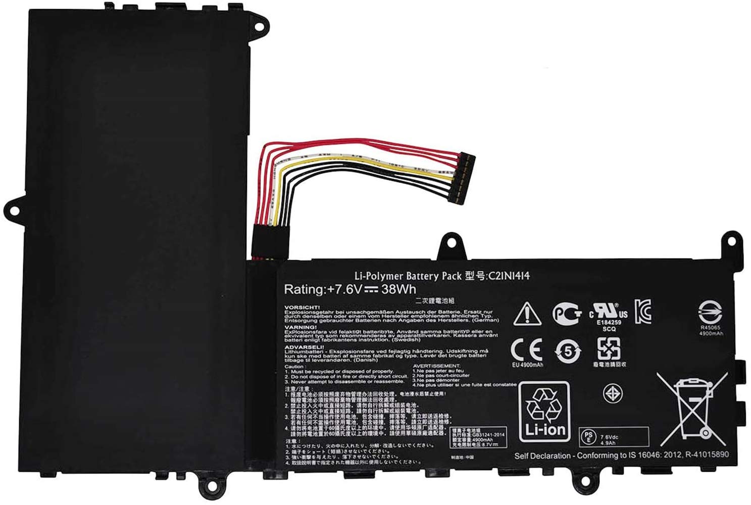 ASKC 7.6V 38Wh C21N1414 Laptop Battery for Asus EeeBook X205T X205TA X205TA-BING-FD015B X205TA3735 F205TA F205TA-1A F205TA-1B C21PQ91 CKSE321D1 11.6"