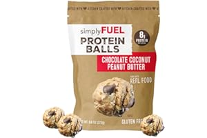 simplyFUEL Whole Food Protein Balls - Chocolate Coconut Peanut Butter - 8g Protein Snacks for Adults and Kids - Anytime Power Snack for Work, School, Travel or Gym - Gluten Free (12 Balls)