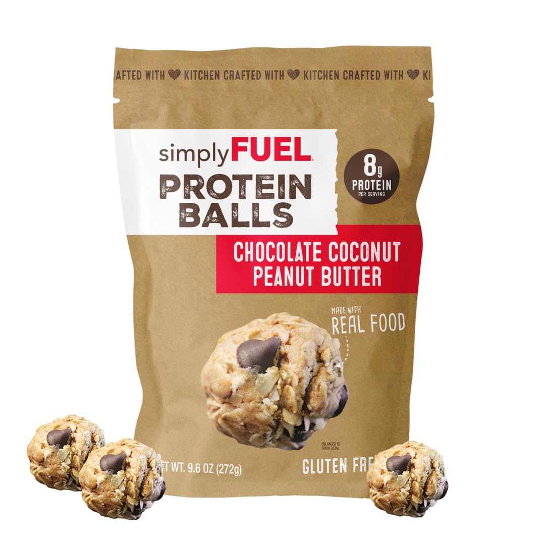 Photo 1 of simplyFUEL Whole Food Protein Balls with Probiotics - Chocolate Coconut Peanut Butter Snacks - 8g Protein Snack - Gluten Free Energy Balls