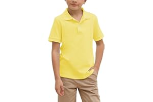 SIMTUOR Boys' School Uniform Short Sleeve Polo Shirt, Button Closure, Moisture Wicking Stretch Sport Shirts for Kids and Teens