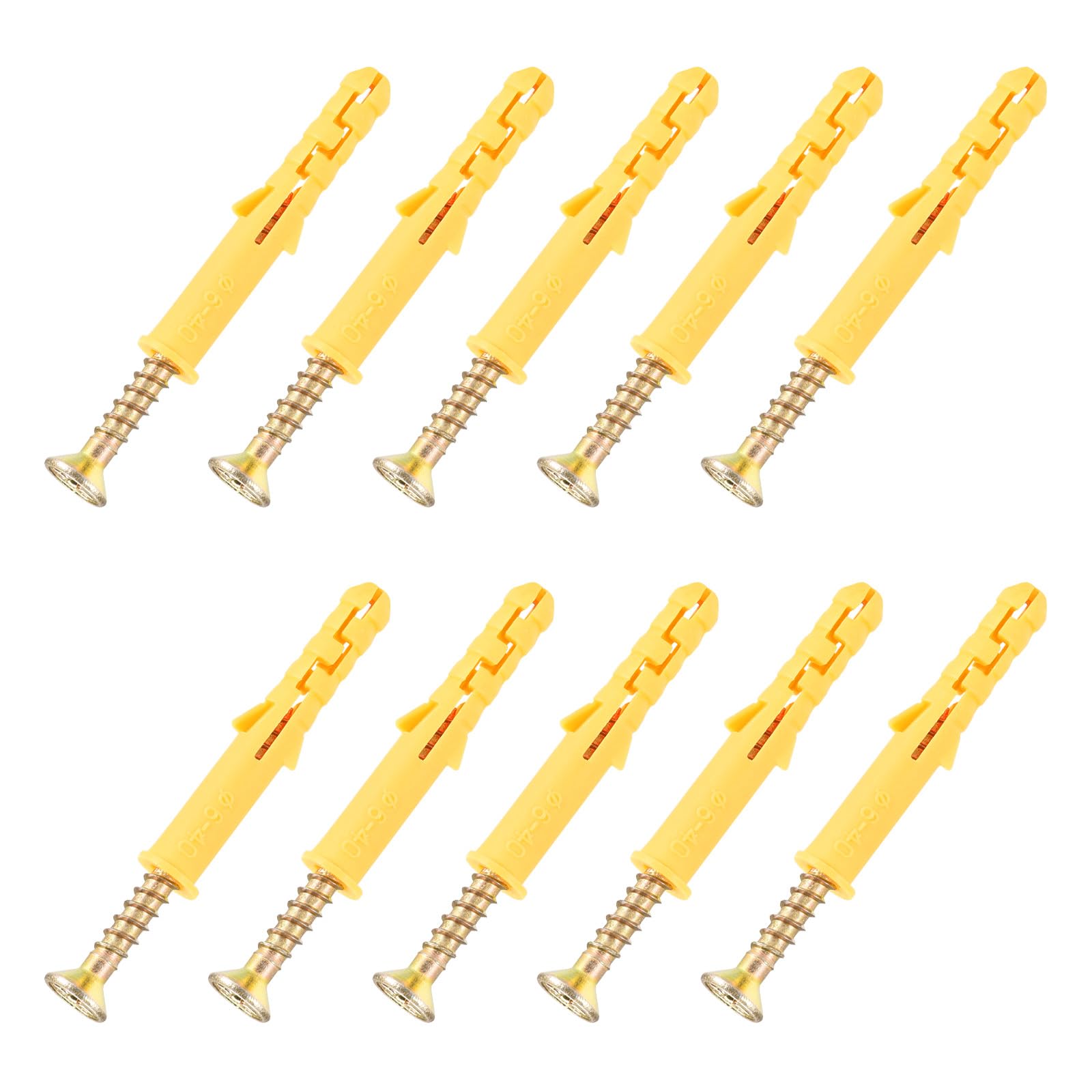 METALLIXITY Screws Plastic Expansion Pipe (6x40mm) 50Pcs, Plasterboard Plugs Self Tapping Screw - for Construction, Industry, Yellow Expansion Tube