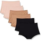 Amazon Essentials Women's Peached Microfiber High Waisted Boyshort, Pack of 6