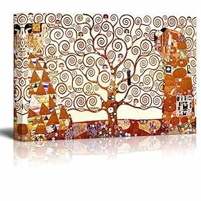Canvas Wall Art Stretched Canvas Print - Famous Art Reproduction Tree of Life by Gustav Klimt | Giclee Printing Ready to Hang - 16" x 24"