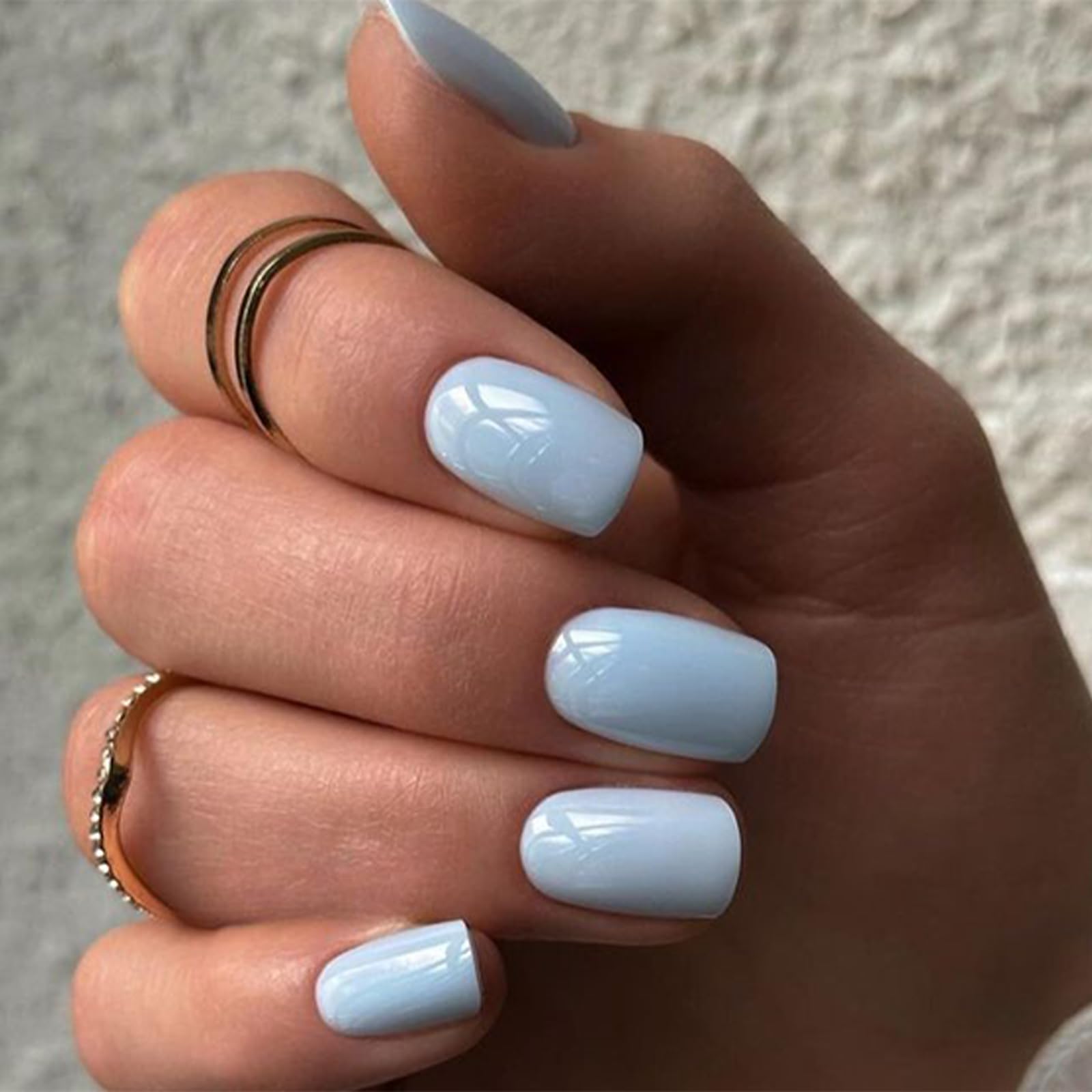 Modelones 32Pcs Baby Blue Press on Nails, Upgrade Short Square Fake Nails, Reusable Nail Kit with Nail Glue Adhesive Tabs Mini Nail File, Nails Press Ons 16 Sizes - Image 3