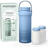 Momcozy 22oz Portable Breast Milk Cooler for Outdoor, Life Saver with 360° Total Cooling for 24 Hours, Larger Capacity Travel Breastmilk Chiller with 2pcs Baby Bottles for Breastmilk Storage, Blue