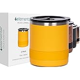 Elemental Recess Lowball Tumbler, 10oz Triple Wall Stainless Steel Cup with Non-Shattered Tritan Lid, Insulated Whiskey Glass, Insulated Coffee Tumbler Mug for Hot & Cold Drinks - Citrus