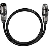 Caiord XLR Microphone Cables, 1 Pack 3 Feet Oxygen-Free Copper 3-Pin Male to Female Microphone Cable for Speaker, PA System, Podcast Audio Mixer, Studio Monitors, Audio Recording and More