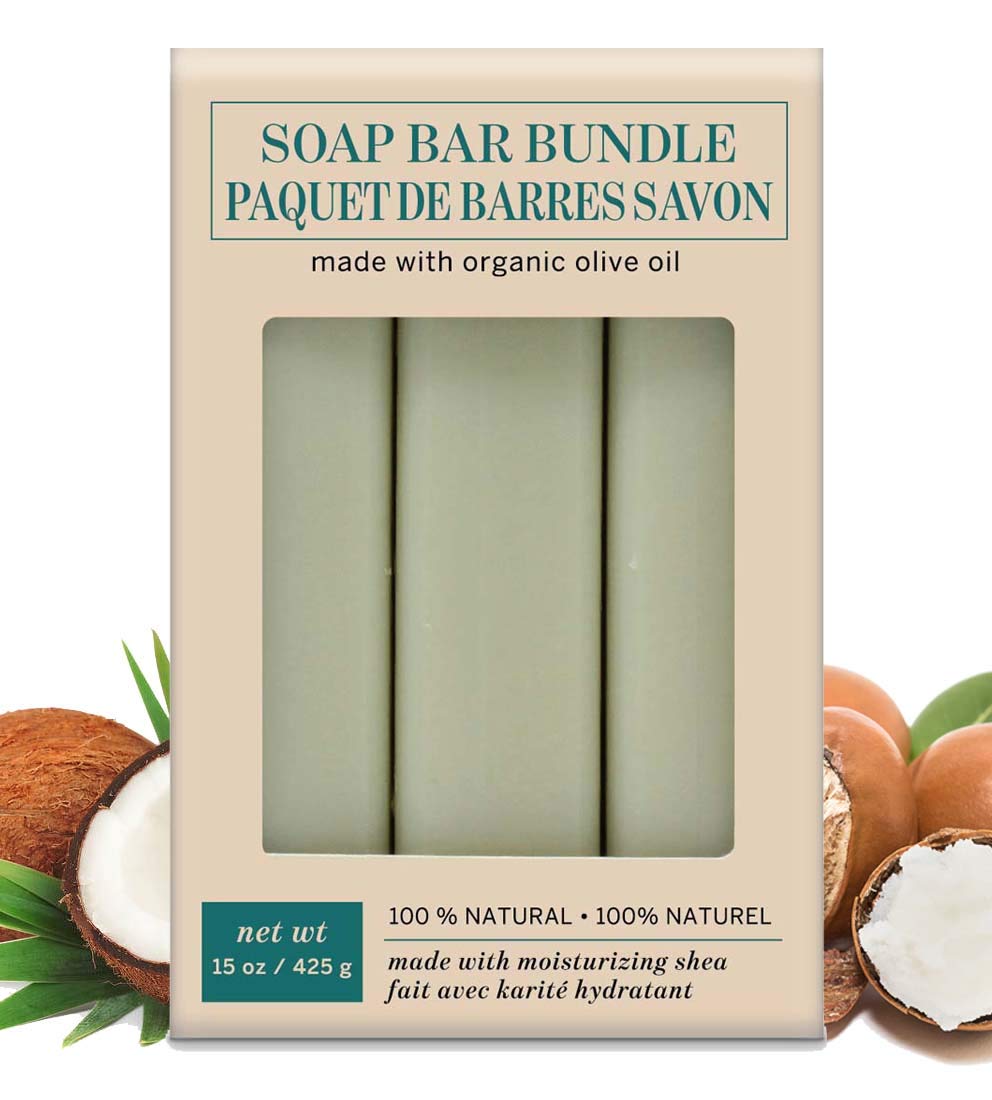 Exfoliating Bar Soap 3 Pack by Olivia Care – 100% Natural & Organic - Infused with Coconut, Shea Butter & Green Clay - Deep Clean, Refreshing, Moisturizing & Hydrating - Triple-Milled - 3 X 5 OZ