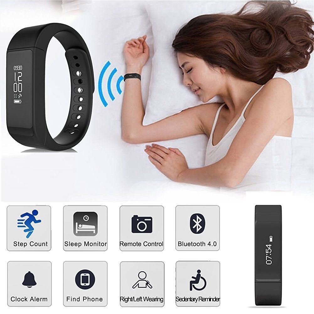 Tigerhu Smart Plus Wristband Armband Smart Fitness Tracker mit Schlaf-Monitor, Bluetooth 4.0, Sport Schrittzähler Activity Tracker mit Alarm/ Step Tracker/ Kalorienzähler/ Sleep Tracker für Android, iPhone IOS.