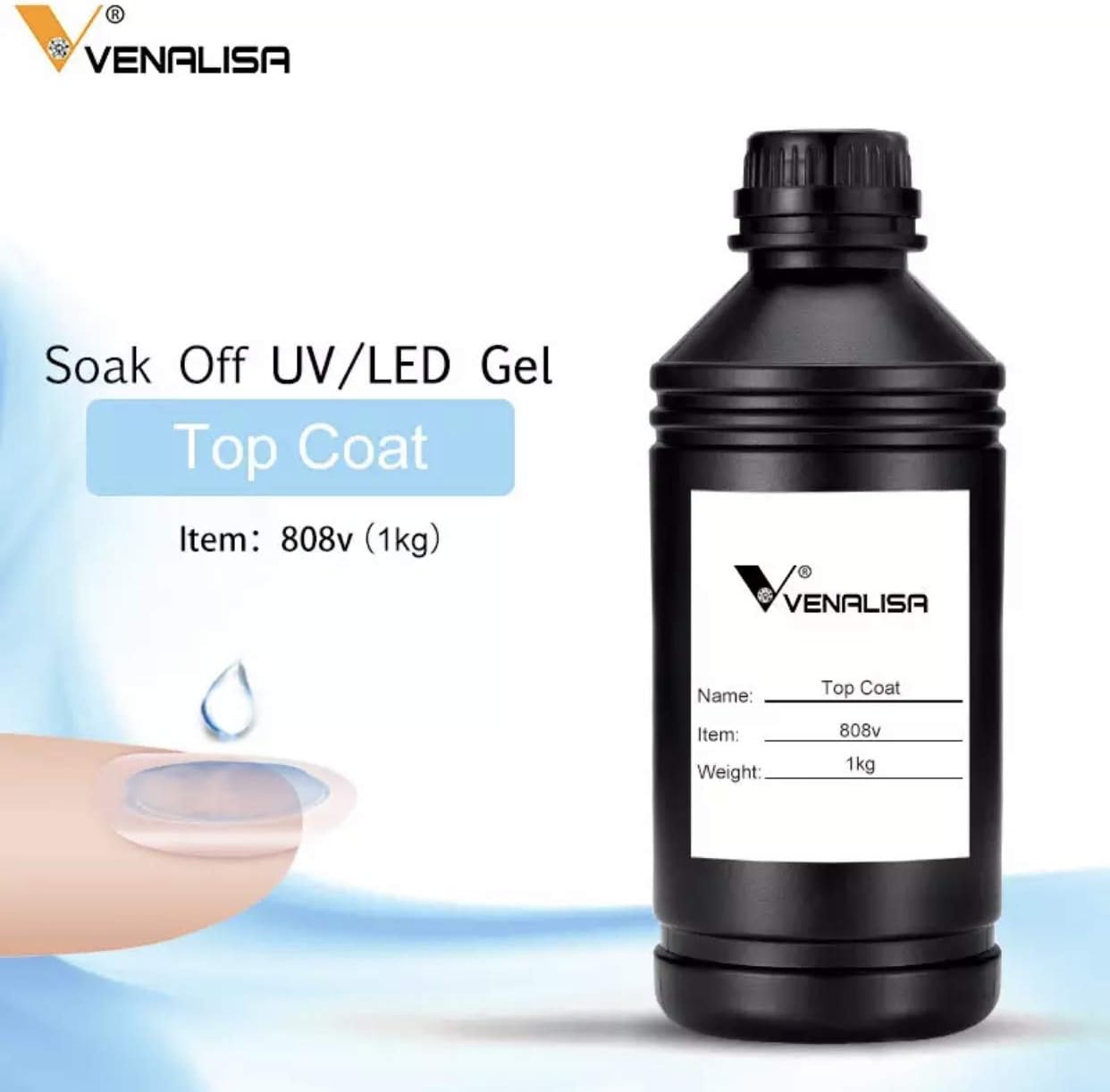 1KG / 1000 ML UV LED No WIpe Top Coat GEL Nail Polish Big Container Large Quantity Bulk Wholesale Nail Salon Use