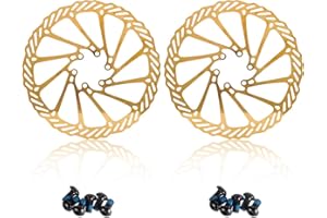 Chooee 180mm Bike Disc Brake Rotor，MTB Brake Rotor 180mm With Bolts，2pcs，Gold