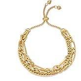 ENSKEFEN 14K Gold Bracelets for Women Adjustable Slider Bracelet Bangle Bracelets for Women Trendy Chain Bracelet