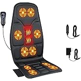 SLOTHMORE Back Massage Chair Pad, Back Massager with Heat for Pain Relief, Chair Massager for Full Body Massage, Deep Tissue Vibration Massger with 2 Adapters, Chair Massager for Office and Recliner