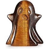 Artistone Tigers Eye Crystal Ghost Statue 2 inch Ghost Figurine Natural Gemstone Hand Carved Statue for Halloween Carnival Home Decor Desk Decoration
