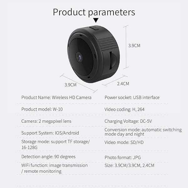 Wireless WiFi Webcam High Definition Smart Camera fr Home Outdoard W10 JHP am besten Cor Black