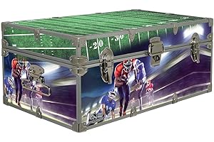 C&N FOOTLOCKERS Designer Trunk - Sports Themed Storage Trunk - Available in 15 Different Themes - 32x18x13.5 Inches (in Action Football)