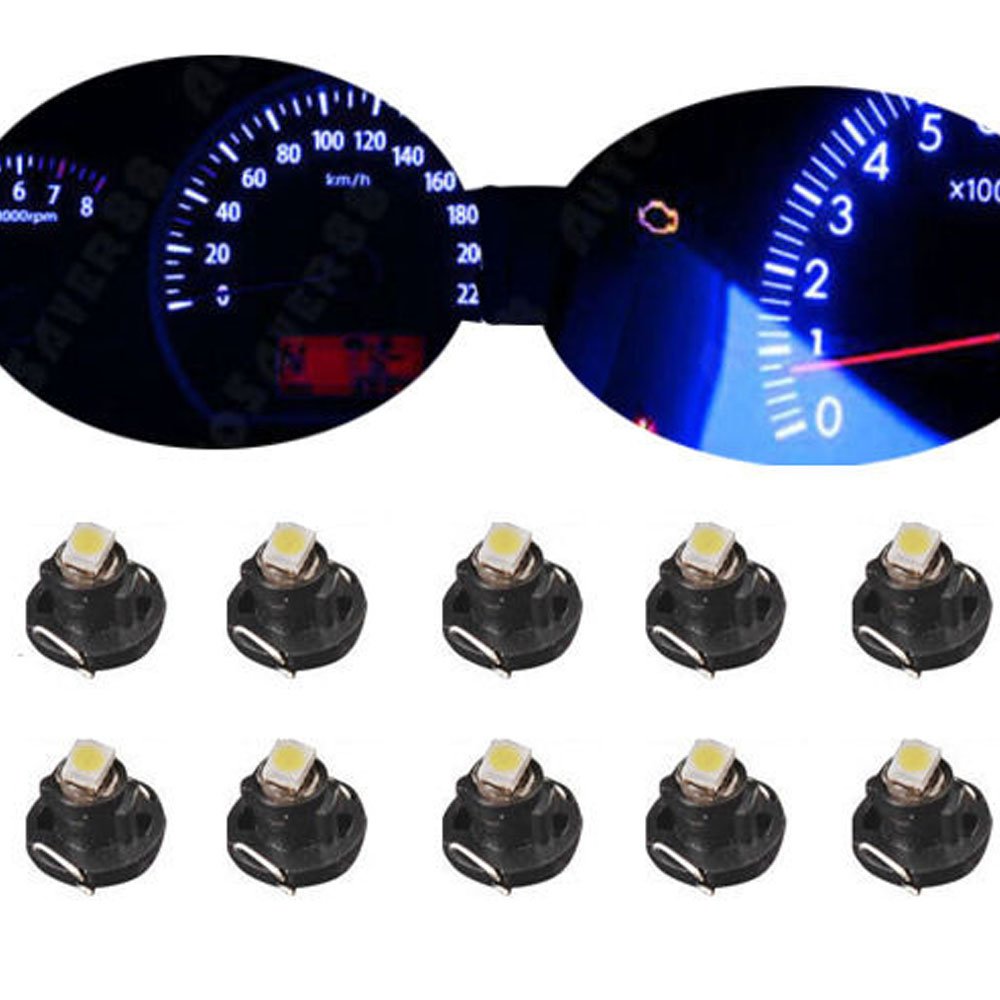 HOUTBY 10 X White Car T4/T4.2 Neo Wedge LED Bulb Cluster Instrument