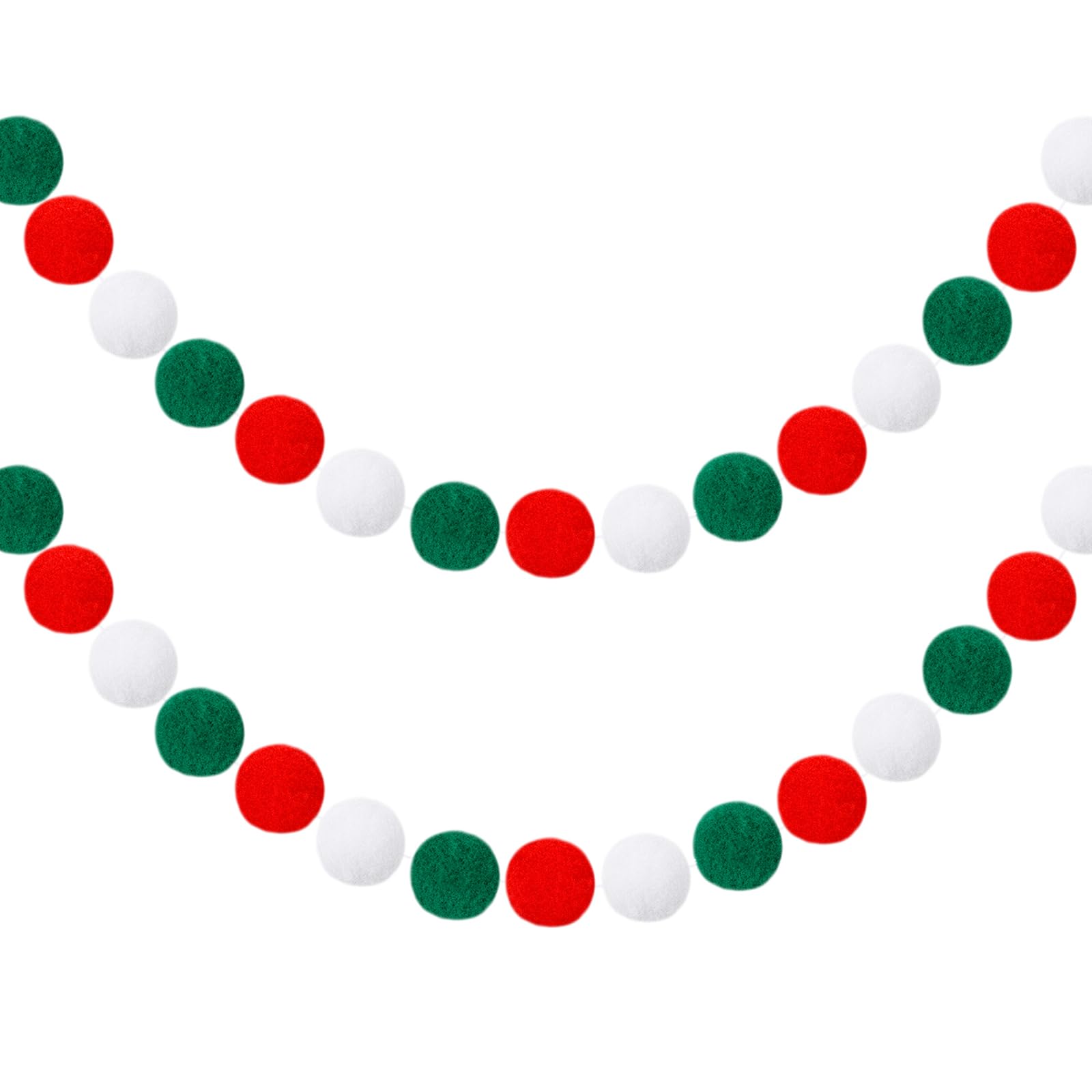 Photo 1 of GCQQ Christmas Garlands 1.2" Large Pom Pom Garland Boho Decor 16.4FT Red Green White 60 Felt Ball Garlands for Mantle Christmas Tree Party Decor(1.2"/3cm)