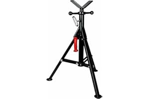 TOLEDO PIPE TOOLS Toledo Pipe 22168 1/8"-12" Folding V Head Pipe Stand Adjustable 25.5"-39.5" compatible with RIDGID VF-99 56662 SUMNER Fold-A-Jack