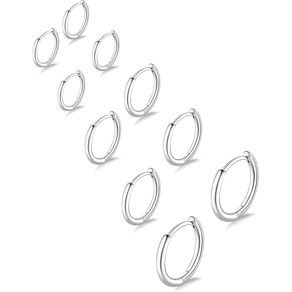 Buy Sterling Silver Tricolor Small Endless 1.2mm x 12mm Round Unisex Hoop Earrin