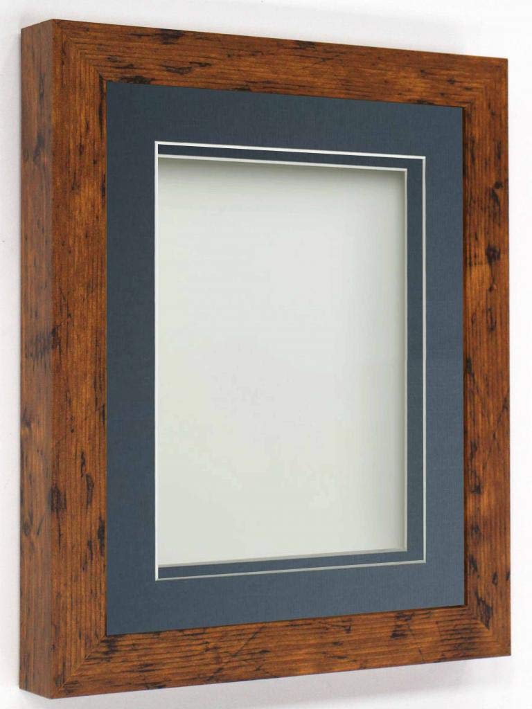 Rickman Box Frame Rustic with Blue Mount, 7x5 for 5x3 inch