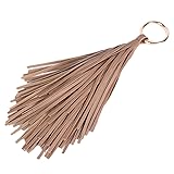 ZOONAI Women Leather Tassel Keychain Car Keyring