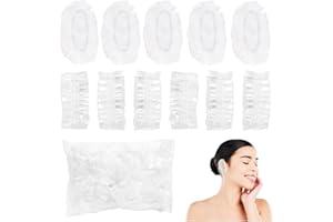 100 PCS Disposable Ear Covers for Shower, Clear Plastic Ear Shower Caps, Waterproof Ear Protectors for Hair Dye