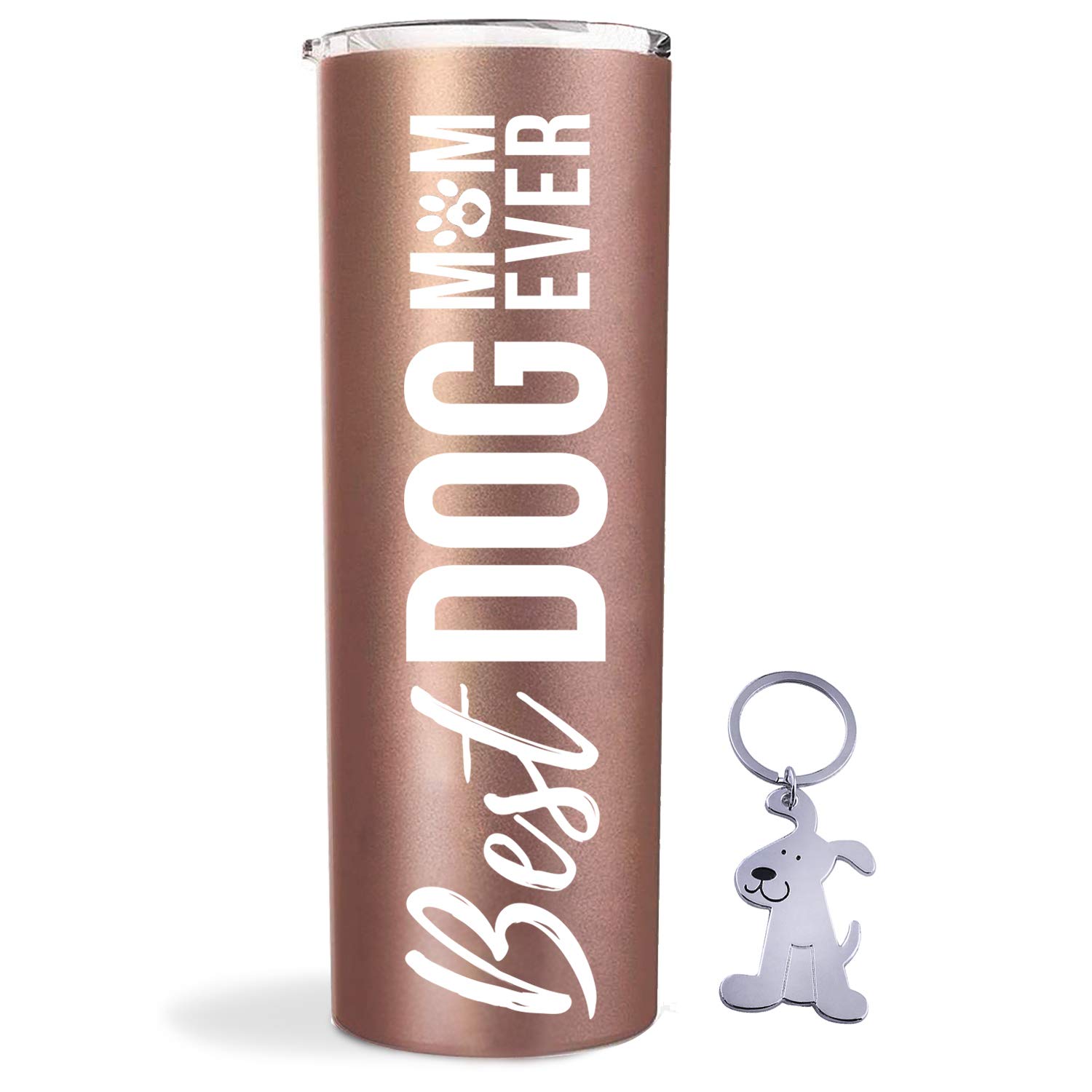 Onebttl Dog Mom Gifts for Women, Dog Lovers Tumbler Insulated Stainless Steel Cup (590ml, Rose Gold)