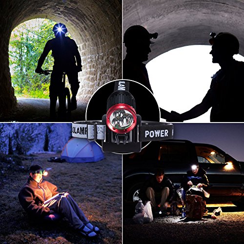 S SUNINESS Bike Lamp Set, Super Bright 5000 Lumens 4 Modes Rechargeable Waterproof Durable Bicycle Front LED Light and Free Taillight with Battery Pack for Road Cycling Safety Flashlight(Red-3LED) - Thumbnail 6