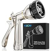 ESOW Garden Hose Nozzle 100% Heavy Duty Metal, Water Hose Sprayer with 7 Watering Patterns, Rear Trigger Design, High Pressur