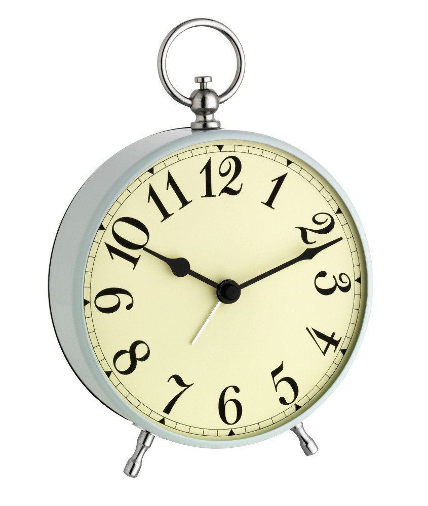 Blooming Weather "QuartzClock Vintage-Look Alarm Clock, Plastic, Pearl Blue