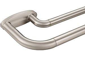 MAYRHYME Double Curtain Rods Brushed Nickel,Room Darkening Curtain Rod 72-144 Inches,Adjustable 3/4 Inches Front and 5/8 Inches Back Quality Metal Window Curtain Rod,Wrap Around Design