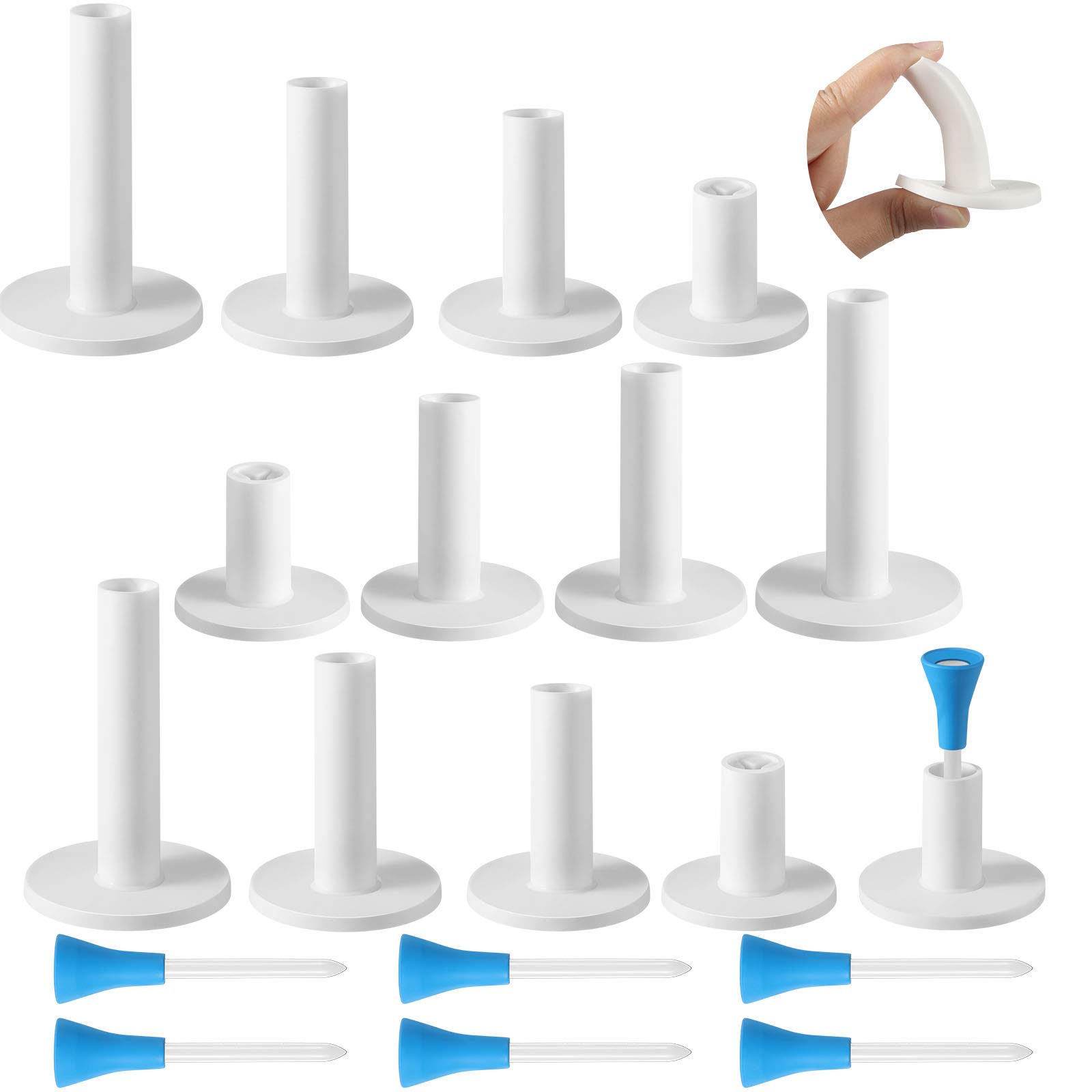 Photo 1 of 12 Pieces Golf Range Tees Set Rubber Golf Tees for Mats Driving Range 6 Pieces for Practice Mat Mixed Size(White and Mixed Colors)