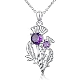 DAOCHONG S925 Sterling Silver Scottish Thistle Necklace Scotland Flower Pendant Necklace for Women Jewelry