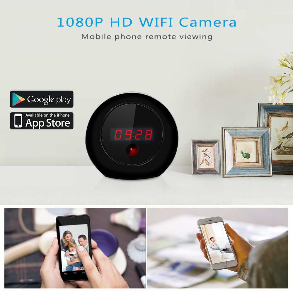 AISOUL Wi-Fi Hidden Camera Alarm Clock Full HD 1080P Real-time Video Spy Camera (Apple-shaped Hidden Camera)