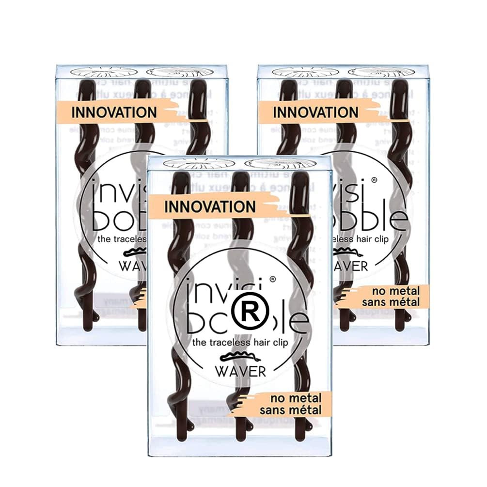 9 x Invisibobble Waver Pretty Dark Brown Strong Grip Hair Clips for Women and Girls | Secure Close & Non-Slip | Styling Sectioning Hair Clips Suitable For Thick and Thin Hair | Small