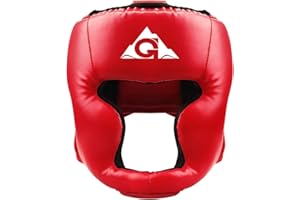 GROOFOO Boxing Headgear for Kids Adults, PU Leather Boxing Helmet for Traning Kickboxing MMA Muay Thai Sparring Martial Arts Karate Taekwondo