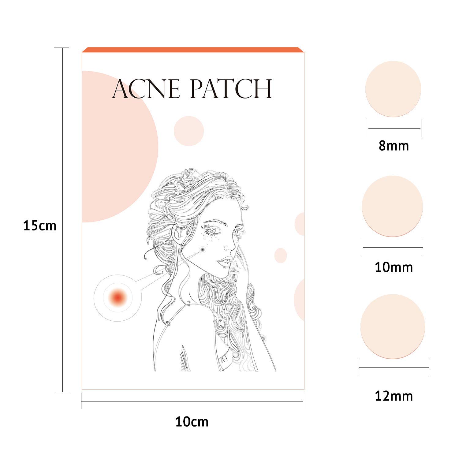 Acne Pimple Healing Patch Hydrocolloid Acne Absorbing Spot Dot 5 Pack x 24 Count(Size 8mm, 10mm, 12mm)