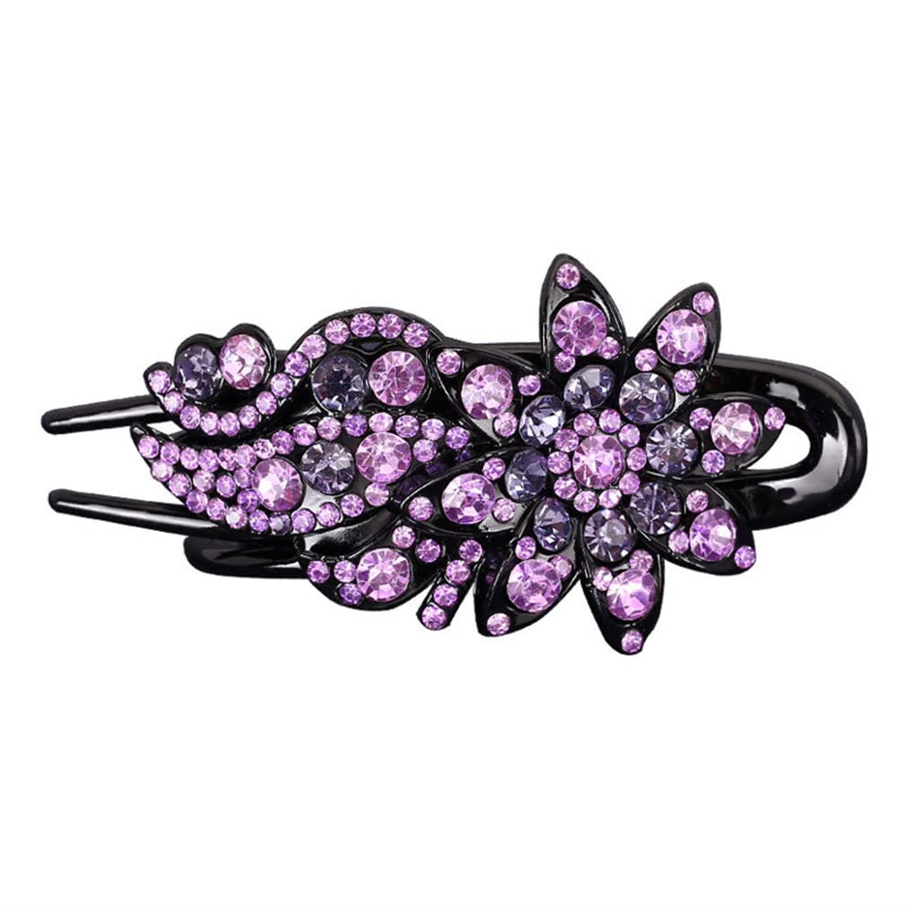 VNEWSCHI Purple Diamond-encrusted Duckbill Clip Hairpin Back of The Head Senior Large Retro Hairpin Rhinestone Headgear Fashion Crystal Hairpin Female Top Side Clip Suitable for Girls to Send Gifts