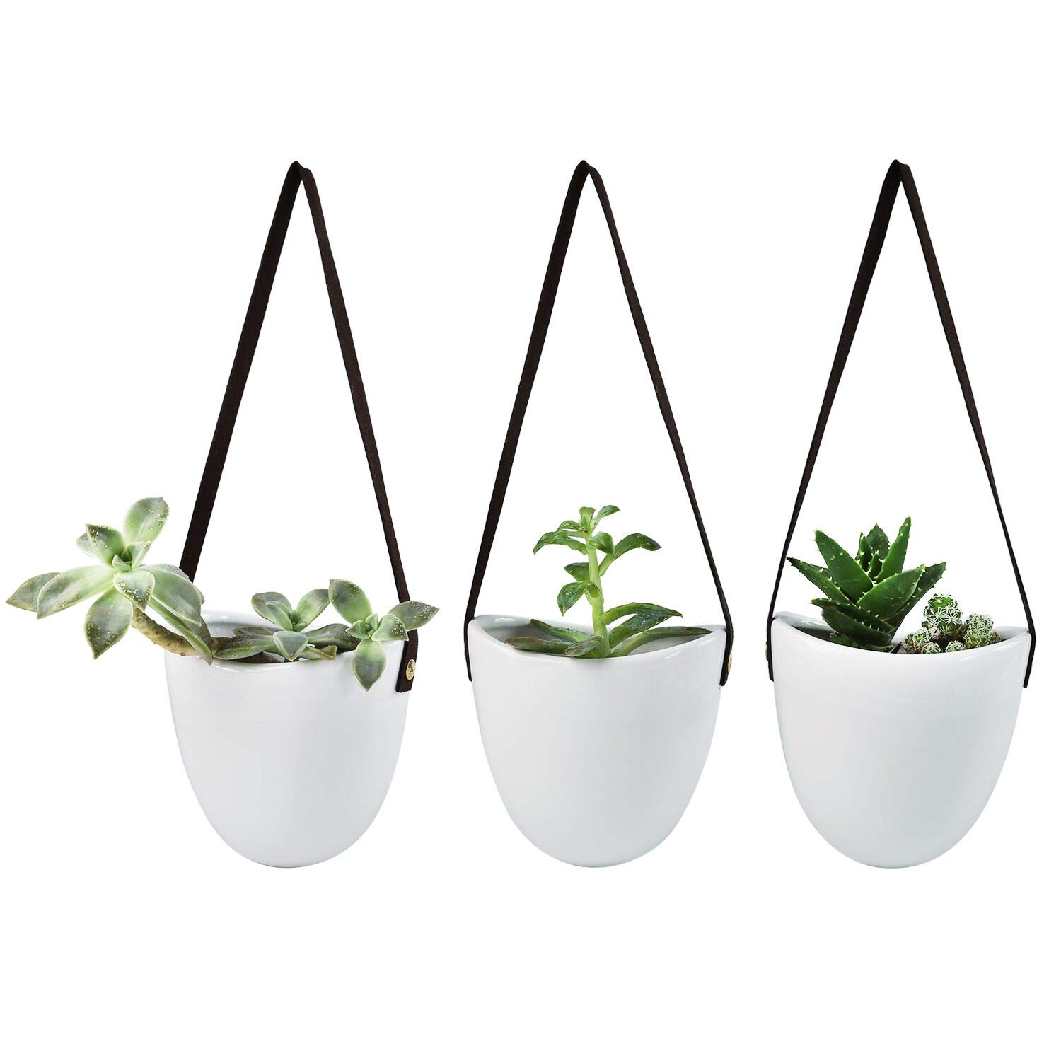 Xihaoer Wall Hanging Planters Succulent 3 Hanging Planter for Indoor Plants Air Plant Flower (White)