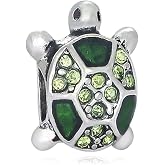 Cherityne Green Sea Turtle with Crystals Charm Bead for Charms Bracelets