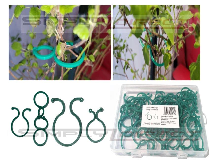 Simply Products 50pc Garden Plant Clips, Cane & Plant Support Clips, Twisty Plant Rings for Securing Plants/Stems Reusable, Can be used for Plants Indoor and Outdoor, Comes in 2 sizes 42mm & 25mm
