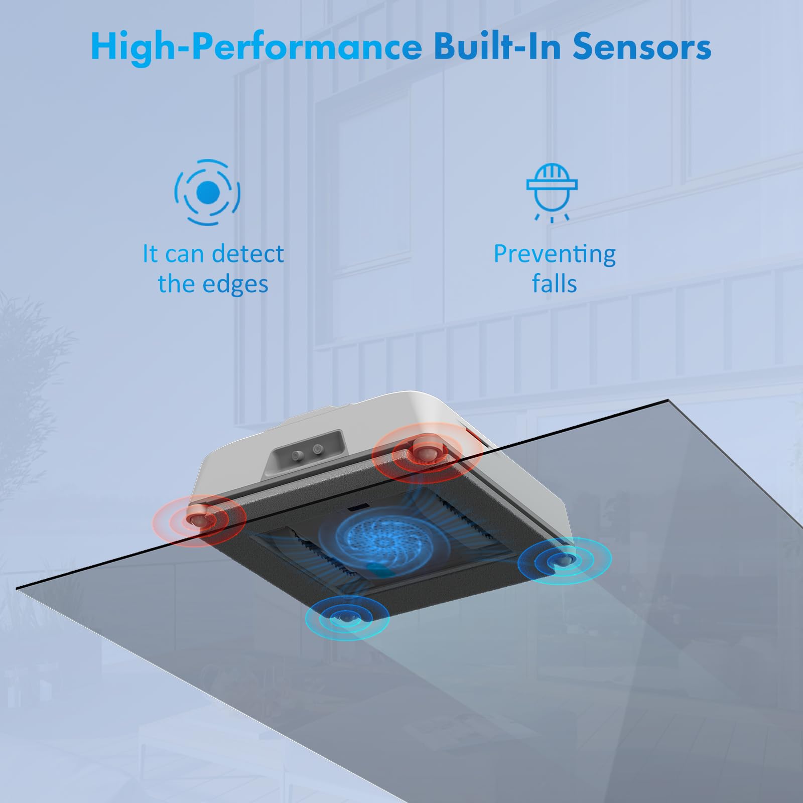 Robot limpiador de ventanas Mamibot W120-DP para vidrio de gran altura: succión fuerte de 3200 Pa, múltiples modos de limpieza, 4 boquillas rociadoras de agua, tecnología de detección de bordes, aplicación y control remoto (gris)