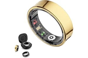 WEYRINICE Smart Ring Health Tracker, Smart Rings for Men & Women, No Subscription Required, Long-Lasting Battery Sleep Ring, Fitness & Sleep Monitor Compatible with iOS & Android (Gold, 8)