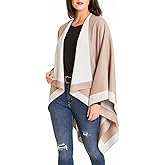 Women's Shawl Wrap Poncho Ruana Cape Cardigan Sweater Open Front for Fall Winter Spring