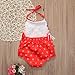 Newborn Baby Girls Ethnic Flower Printing Tassels Backless Halter Romper Sunsuit (12-18months, Red)