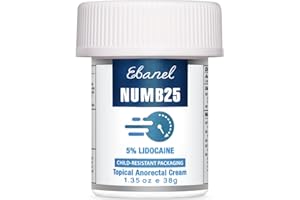 Ebanel 5% Lidocaine Numbing Cream, Pain Relief Burn Itch Numb Cream, Maximum Strength Numb25 Topical Anesthetic with Allantoin, Vitamin E for Local and Anorectal Uses, Hemorrhoid Treatment, 1.35 Oz