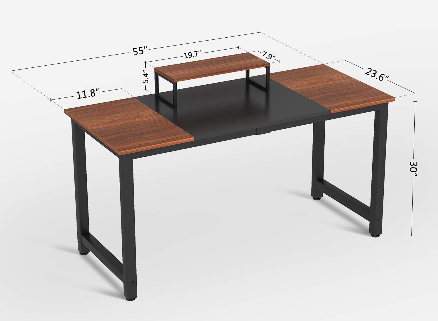 CubiCubi Computer Office Desk 55", Study Writing Table, Modern Simple Style PC Desk with Splice Board, Black and Espresso: Kitchen & Dining